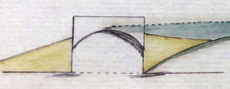 Sketch of Griffin's Mill Bridge under side loading (Gloucestershire Archives TS/193/20)