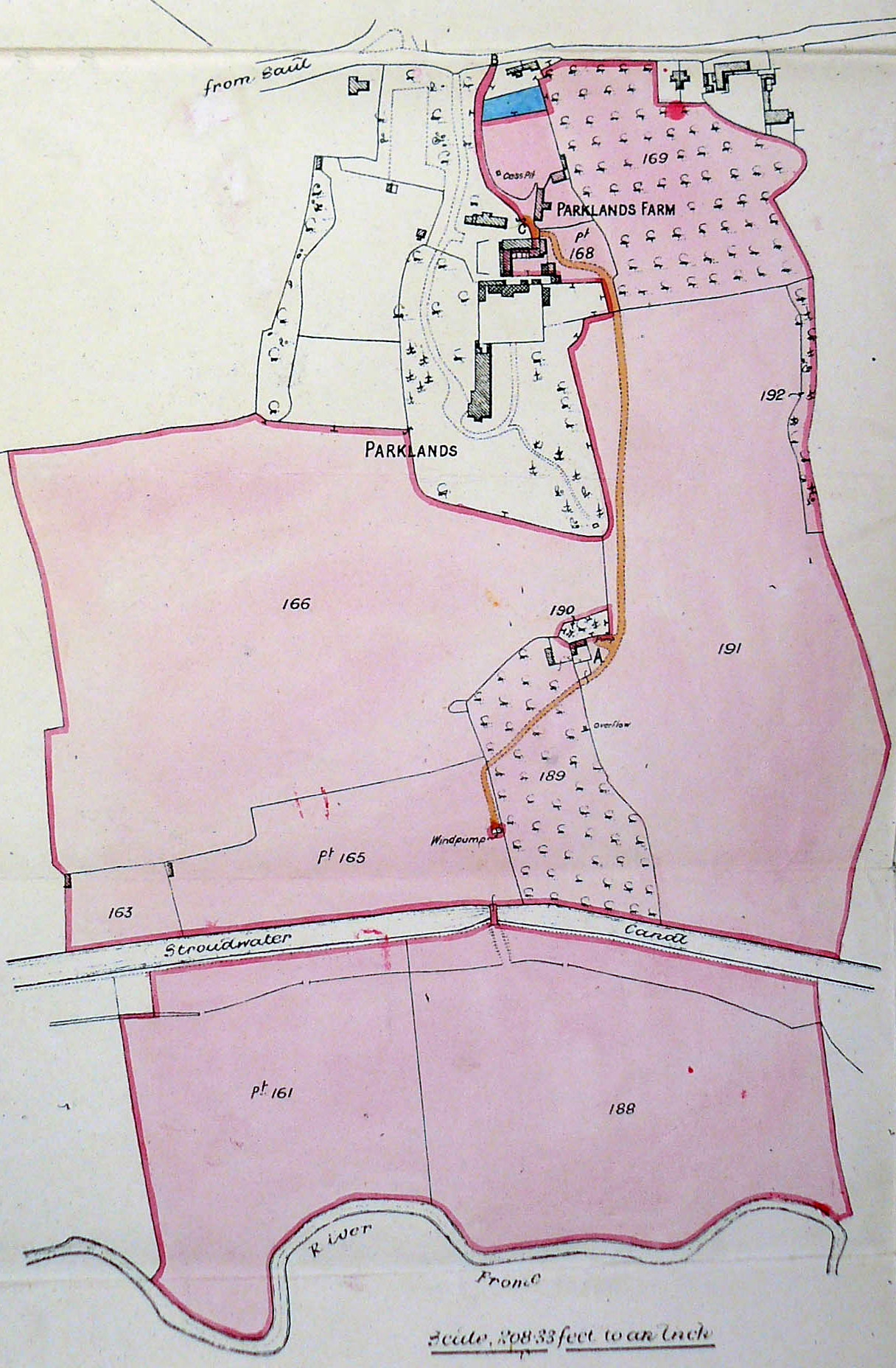 Plan of the Parklands Estate divided in 1943. (Gloucestershire Archives C/DC/F/37/1 bundle 1)