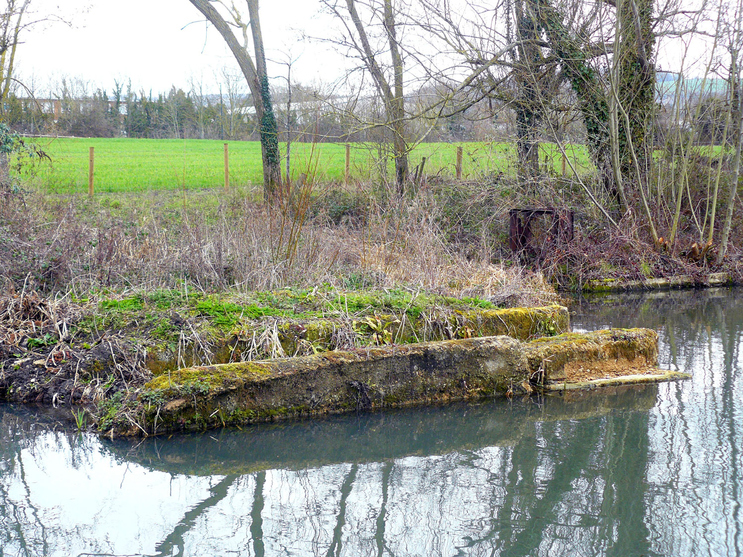 Remains of Hoffmann's dam and concrete spillway 2023.