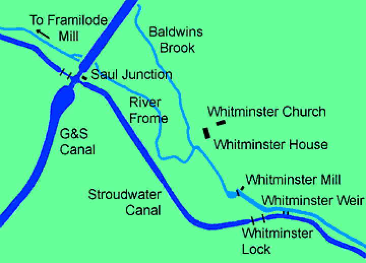 Map showing Whitminster Weir Weir